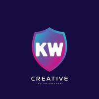 kw iniziale logo con colorato modello vettore. vettore