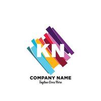 kn iniziale logo con colorato modello vettore