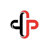 lettera p più linea moderno semplice logo vettore