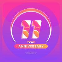 anniversario con numero anno celebrazione e viola colori. vettore