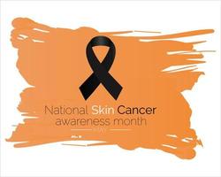 melanoma e pelle cancro rilevamento, prevenzione e consapevolezza mese di Maggio. concetto con nero nastro. bandiera modello. vettore illustrazione.