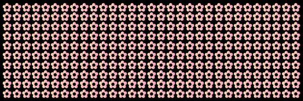 orizzontale confine con floreale modello. vettore illustrazione. buio sfondo con piccolo rosa fiori nel un' riga.