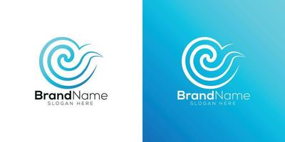 blu oceano onda logo design modello vettore