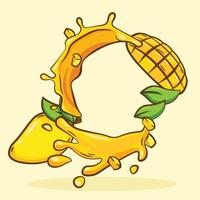giallo Mango succo vettore illustrazione. fresco tropicale frutta succo. Asia frutta cartone animato