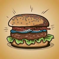 colorato cartone animato hamburger Sandwich vettore illustrazione