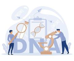 genetico dna scienza concetto. grande gene elica cartello. laboratorio attrezzatura. piatto vettore moderno illustrazione.