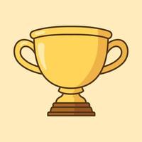 carino oro trofeo cartone animato icona vettore illustrazione. primo posto campione trofeo tazza nel piatto stile. vettore piatto schema icona