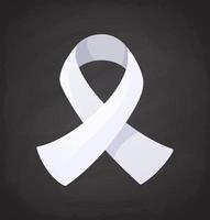 bianca nastro, internazionale simbolo di consapevolezza di polmone cancro, fine maschio violenza contro donne e ragazze. isolato su nero sfondo vettore
