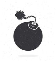 silhouette di A forma di sfera bomba con ardente fusibile corda. vettore illustrazione. modello per confezione, tessili, Abiti, saluto carte. isolato bianca sfondo