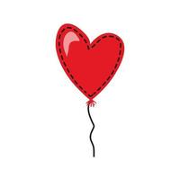 palloncino cuore rosso in stile doodle. vettore