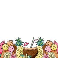 modello di banner orizzontale con frutta succosa tropicale esotica estiva biologica fresca vettore