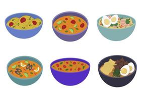 impostato di asiatico piatti. illustrazione su il tema di giapponese cucina vettore