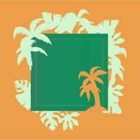 telaio con tropicale palma albero. vettore illustrazione nel piatto stile. silhouette di palma albero e palma le foglie.