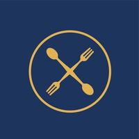 grapich icona design di cucchiaio e forchetta. cerchio forma, adatto per ristorante logo vettore