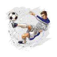 calciatore calcia il pallone. illustrazione vettoriale