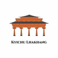 kyichu lhakhang. un importante tempio buddista himalayano della valle di paro, bhutan. uno dei più antichi templi buddisti con più storia, cultura e tradizione. merita una visita. illustrazione vettoriale