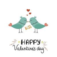 bacio degli uccelli. biglietto di auguri di San Valentino in stile doodle. illustrazione vettoriale su uno sfondo bianco