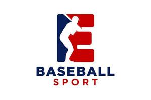 lettera e baseball logo icona vettore modello.