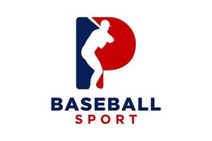 lettera p baseball logo icona vettore modello.