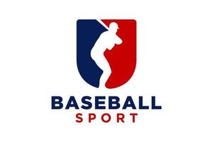 lettera u baseball logo icona vettore modello.