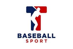 lettera t baseball logo icona vettore modello.