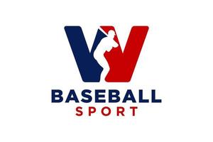 lettera w baseball logo icona vettore modello.