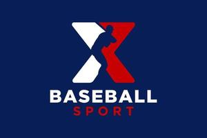 lettera X baseball logo icona vettore modello.