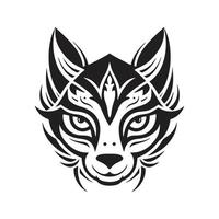 giapponese kitsune maschera, logo concetto nero e bianca colore, mano disegnato illustrazione vettore