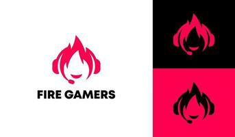 fuoco giocatori logo design per esport o giocatori Comunità vettore
