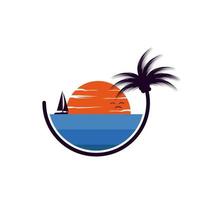spiaggia logo design vettore, natura tropicale spiaggia all'aperto logo per vacanza, vacanza, viaggio agenzia vettore illustrazione