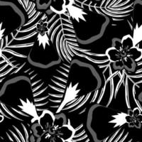 astratto Vintage ▾ floreale modello con palma le foglie su nero sfondo. alla moda stampe teture. floreale sfondo. esotico sfondo. tropicale senza soluzione di continuità sfondo. interno decorativo. estate design vettore