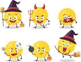 Halloween espressione emoticon con cartone animato personaggio di giallo Luna vettore