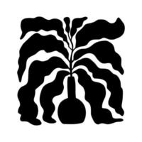 matisse ispirato elemento vaso con astratto floreale pianta. nero contemporaneo botanico minimalista ceramica. moderno vaso con le foglie. antico, antico ceramica. mano disegnato isolato vettore illustrazione