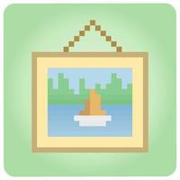pixel 8 po telaio di galleria di spiaggia. gioco risorse nel vettore illustrazioni.