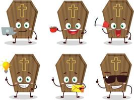 bara cartone animato personaggio con vario tipi di attività commerciale emoticon vettore