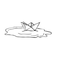 cartone animato concetto logotipo carta barca vettore illustrazione