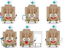 medico professione emoticon con lapide cartone animato personaggio vettore