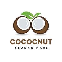 Noce di cocco logo mano disegnato vettore illustrazione design.