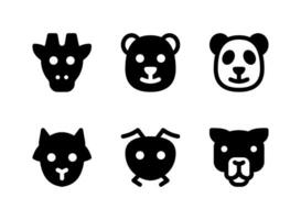 semplice set di icone solide vettoriali relative agli animali. contiene icone come giraffa, capra, formica, cammello e altro ancora.