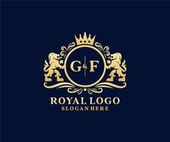 iniziale gf lettera Leone reale lusso logo modello nel vettore arte per ristorante, regalità, boutique, bar, Hotel, araldico, gioielleria, moda e altro vettore illustrazione.