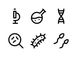 semplice set di icone di linea del vettore relative al laboratorio. contiene icone come microscopio, chimica, germi, sperma e altro ancora.