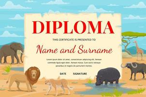 conservatore o cacciatore diploma, safari animali vettore