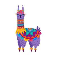 lama alpaca bambini giocattolo, animale decorato di fiori vettore