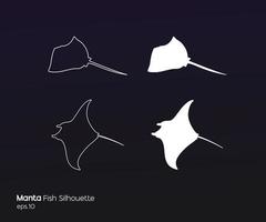 manta raggio pesce silhouette illustrazione vettore