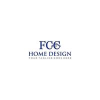 fcc lettera con casa logo design vettore
