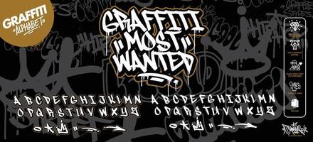 moderno graffiti arte alfabeto. vettore font graffiti alfabeto, freddo decorativo tipografia lettere. completamente personalizzabile colori