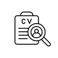 CV icona vettore. curriculum vitae illustrazione cartello. utente dati utente dati. vettore