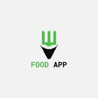 ristorante App logo con punto e forchetta combinato forma. vettore