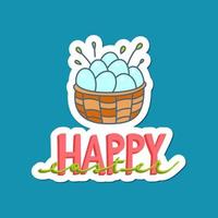 gioioso contento Pasqua disegnato a mano lettering per saluto carte, sociale media messaggi, adesivi. colorato caramella pastelli primavera vettore illustrazione nel piatto stile.