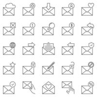 Busta e e-mail schema icone impostato - posta Messaggio vettore linea simboli